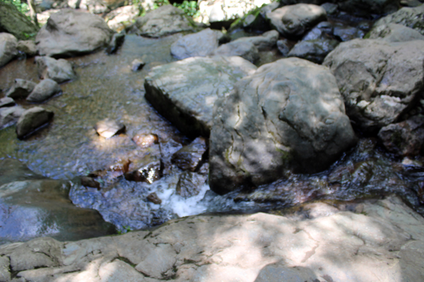 waters flowing downhill along the trail