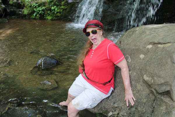 Karen Duquette put her feet into the icy cold water