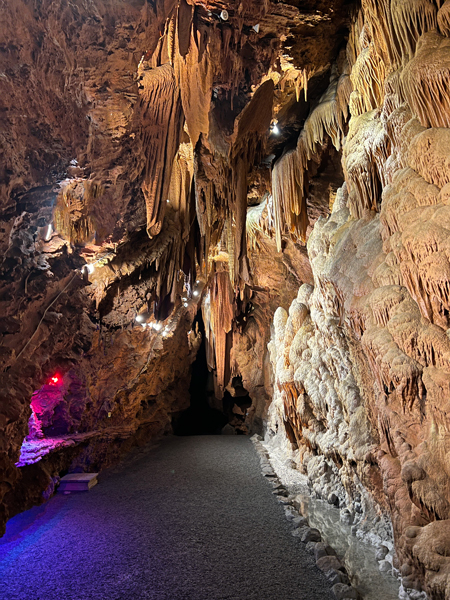 colorful lights in the cavern