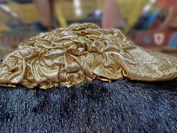 gold fluff and black fur