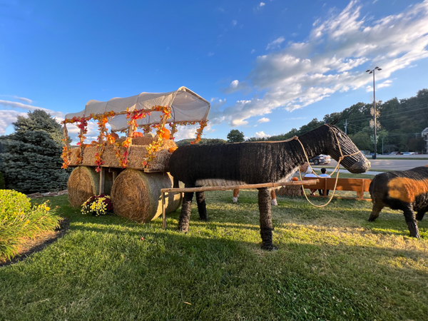 horse and pumpkin wagon