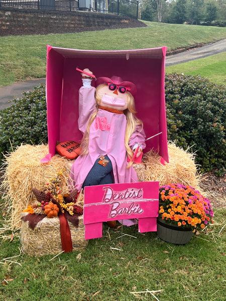 Dentist Barbie scarecrow