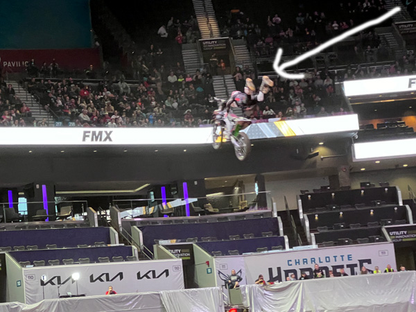 Monster Jam biker high in the air