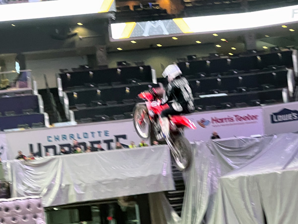Monster Jam biker high in the air