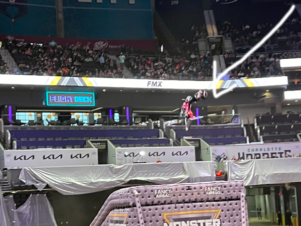 Monster Jam biker high in the air