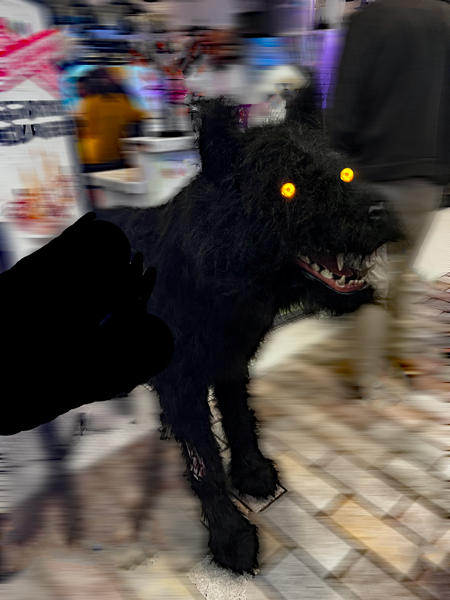 scary animated black wolf with big teeth