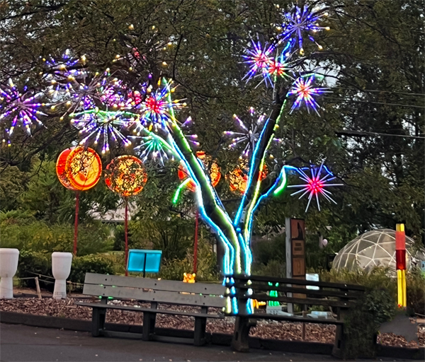 Night view of the sparking tree 
