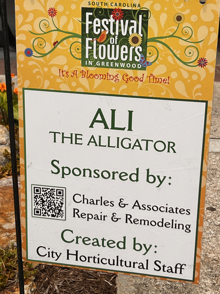 sign for Ali the Gator