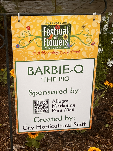 Barbie-Q the Pig  sign