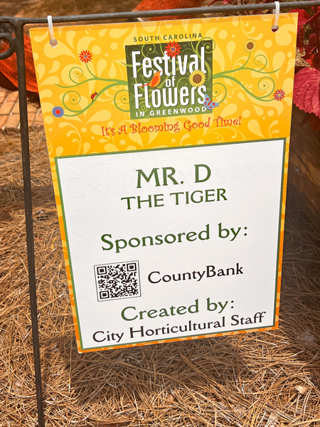 Mr. D The Tiger sign