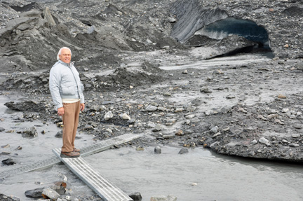 Lee Duquette hiking on Matanuska Glacier