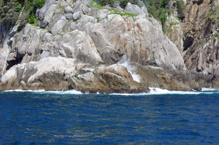 waves breaking on the rocks