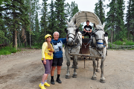 the two RV Gypsies, the driver, wagon, and horses