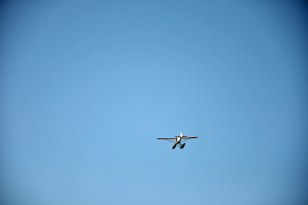 bush plane in the air