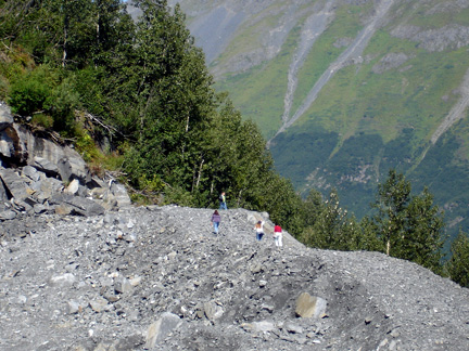 to the crest of the hill 