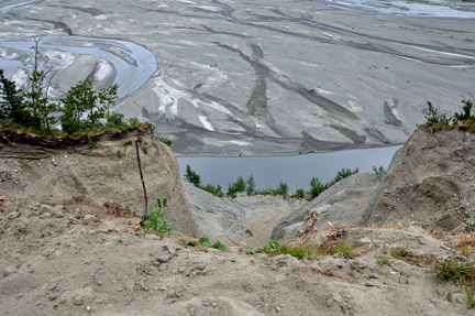 looking straight down towards Knik River