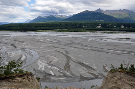 looking straight down towards Knik River