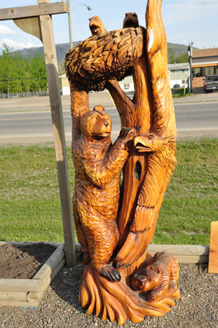 bear, eagle, and baby chicks