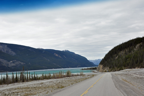Muncho Lake partially frozen
