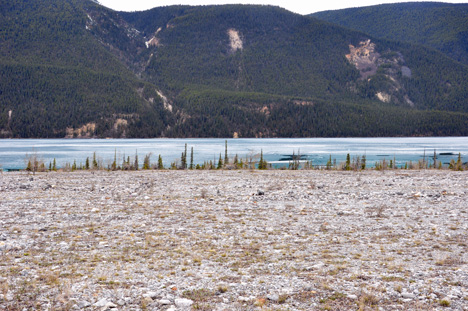Muncho Lake partially frozen