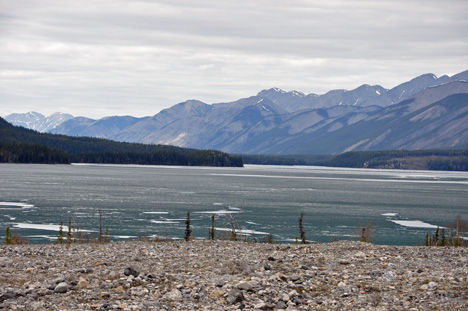 Muncho Lake partially frozen
