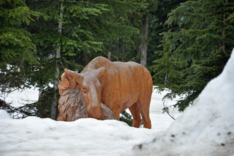 a moose carving
