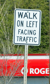 walk on the left facing traffic