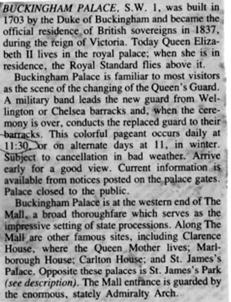 sign about the Buckingham Palace