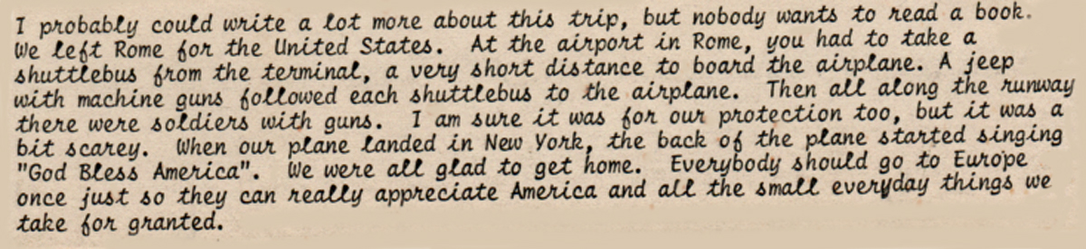 typed information about the trip