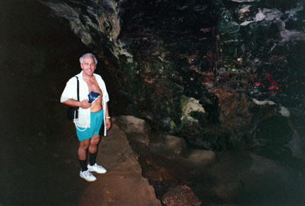 Lee Duquette in the dark cave