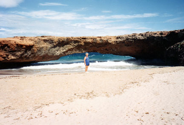 Lee Duquette at the Natural Bridge in Aruba