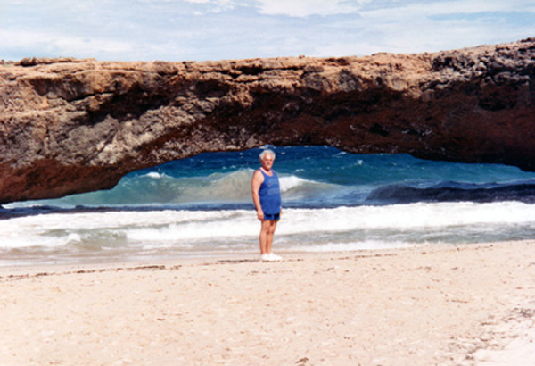 Lee Duquette at the Natural Bridge in Aruba