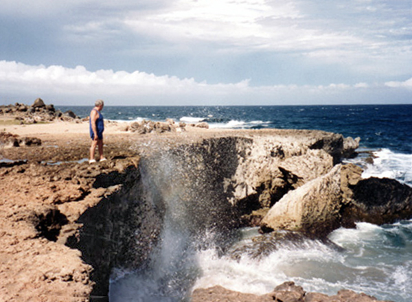 Lee Duquette at the Natural Bridge in Aruba