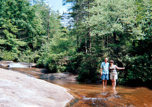 Terry Dickerson and Karen Duquette beneath Carrick Creek Falls