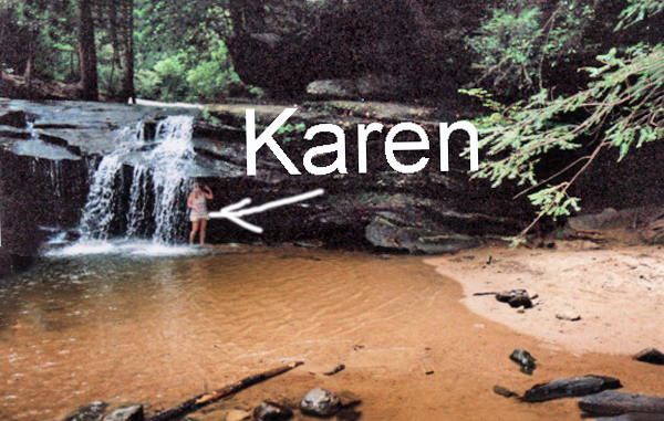 Karen Duquette in 2007 at the waterfall