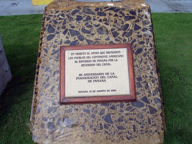 sign on rock at The Panama Canal