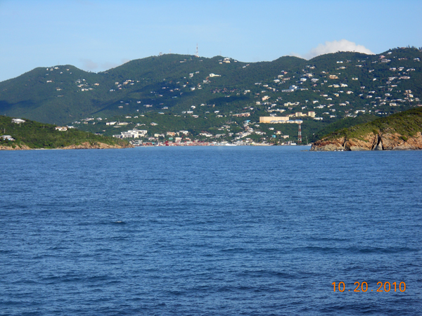 view of St. Thomas from the cruise ship