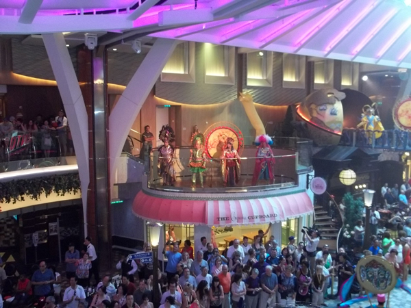 Performing acrobats high above the parade