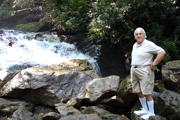 Lee Duquette at Graveyard Fields waterfall in 2005