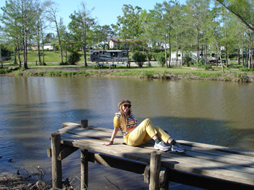 Karen Duquette on the dock