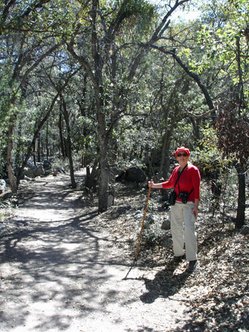 Karen Duquette on the easy part of the trail