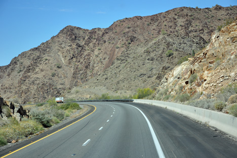 semi-curvy road through the mountains