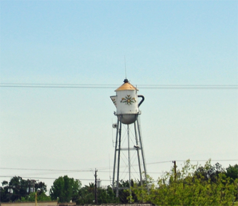 A WATER TOWER SHAPED LIKE A TEA KETTLE
