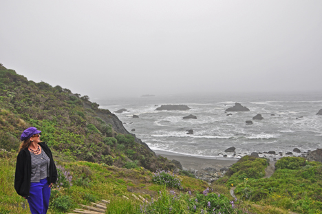 Karen Duquette observing the Pacific Ocean