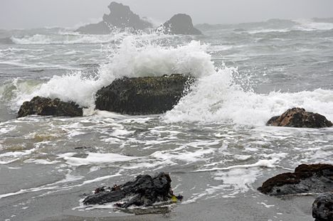waves crashing over the rocks