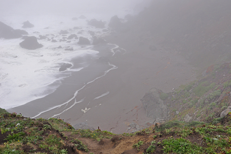 looking down at Arched Rock Beach
