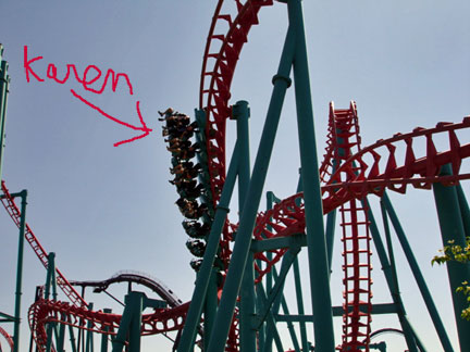 Karen on Superman roller coaster