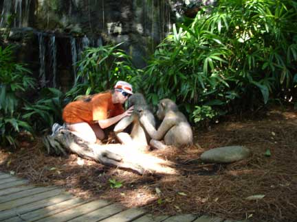 Kren Duquette kidsses the baby gorilla